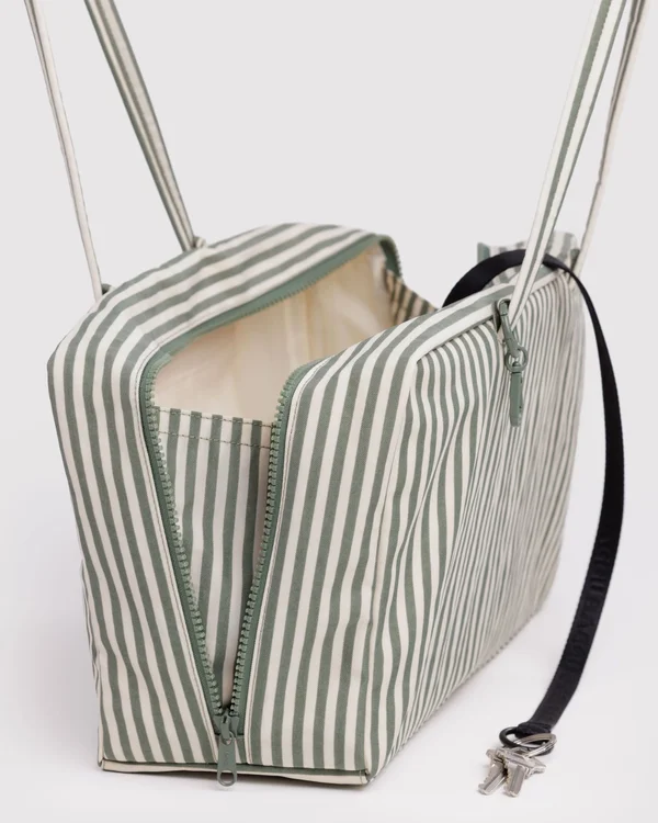 Medium Nylon Bowler Bag - Sage Stripe - Material: heavyweight-nylon