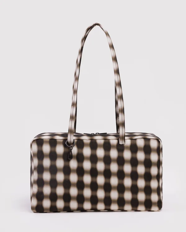 Medium Nylon Bowler Bag - Sale - Blurred Gingham Brown - Size: OS