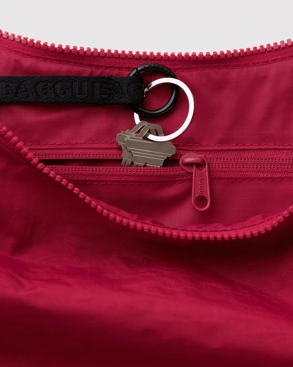 Medium Nylon Crescent Bag - Cherry - Material: heavyweight-nylon
