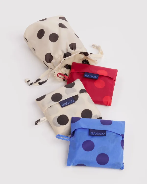 Standard Baggu Set of 3 - Polka Dot Mix - Material: ripstop-nylon
