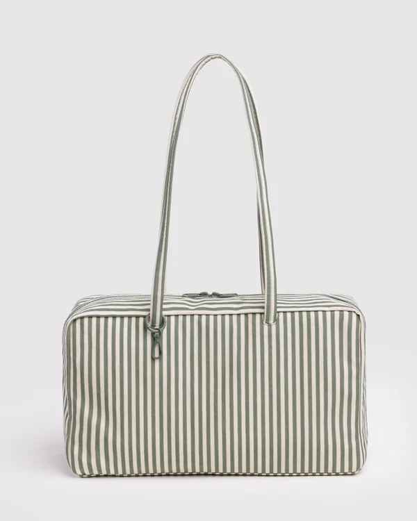 Medium Nylon Bowler Bag - Sage Stripe - Material: heavyweight-nylon