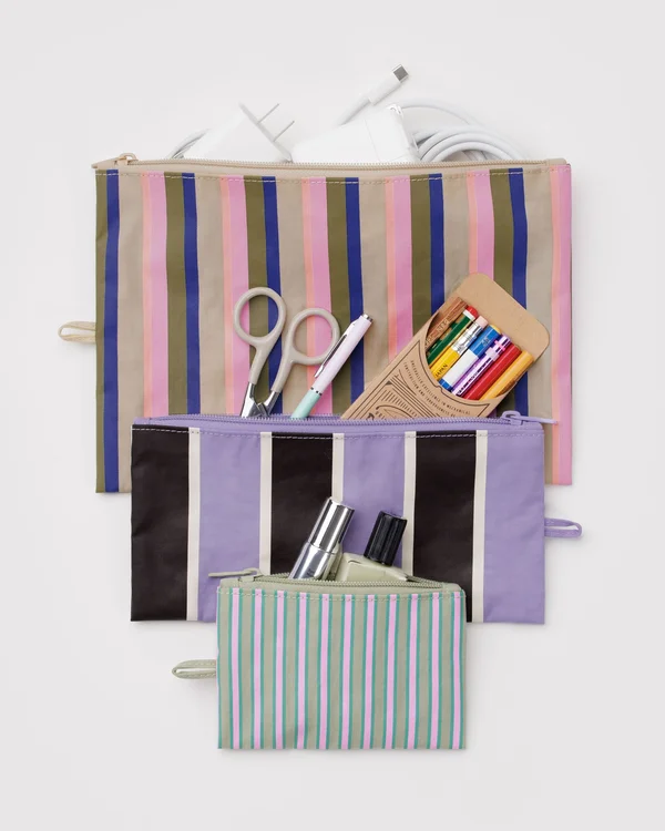 Flat Pouch Set - Candy Shop Stripes - Size: OS