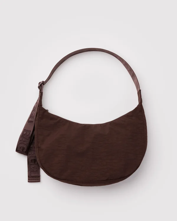 Medium Nylon Crescent Bag - Coffee - Material: heavyweight-nylon