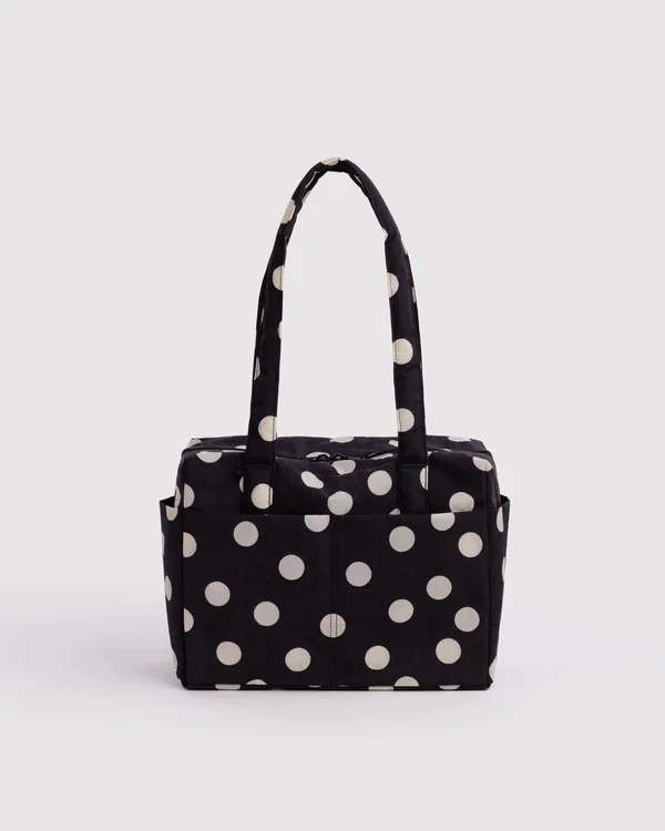 Everyday Cloud Bag - Black And Cream Polka Dot