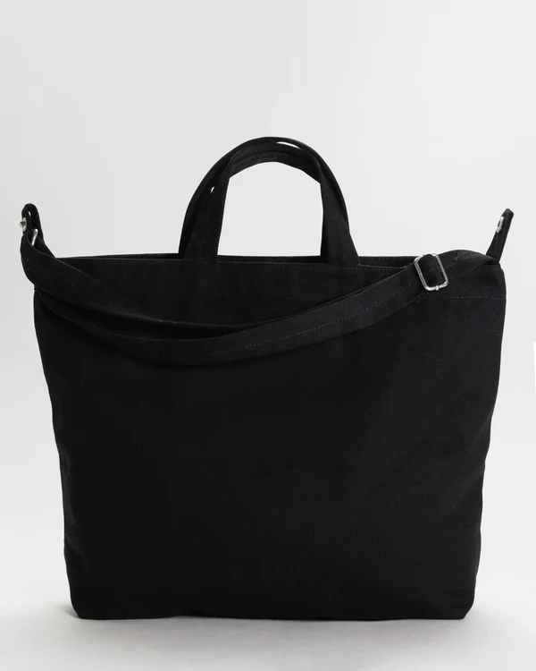 Horizontal Zip Duck Bag - Black - Material: canvas