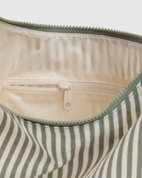 Nylon Shoulder Bag - Sage Stripe - Material: heavyweight-nylon
