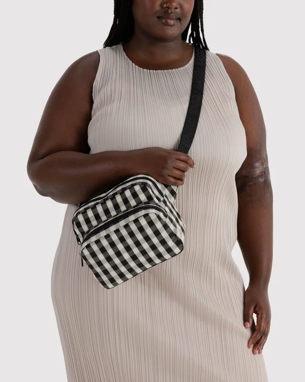 Fanny Pack - Black And Cream Gingham - Material: heavyweight-nylon