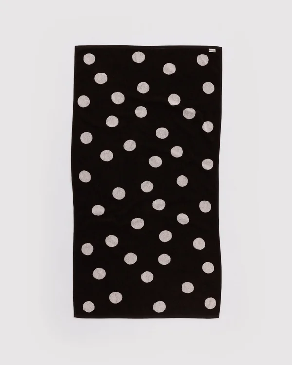 Bath Towel - Cream and Black Polka Dot - Material: organic-cotton